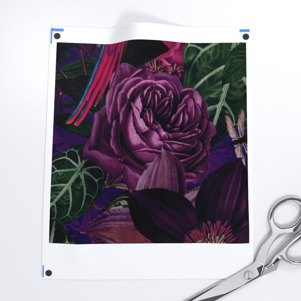 Moody Florals Vintage Inspired Dark Jewel Tones Jungle Parrot Gothic Romantic Custom Printed Fabric by Spoonflower Various Fabrics by the Yard or Fat Quarter